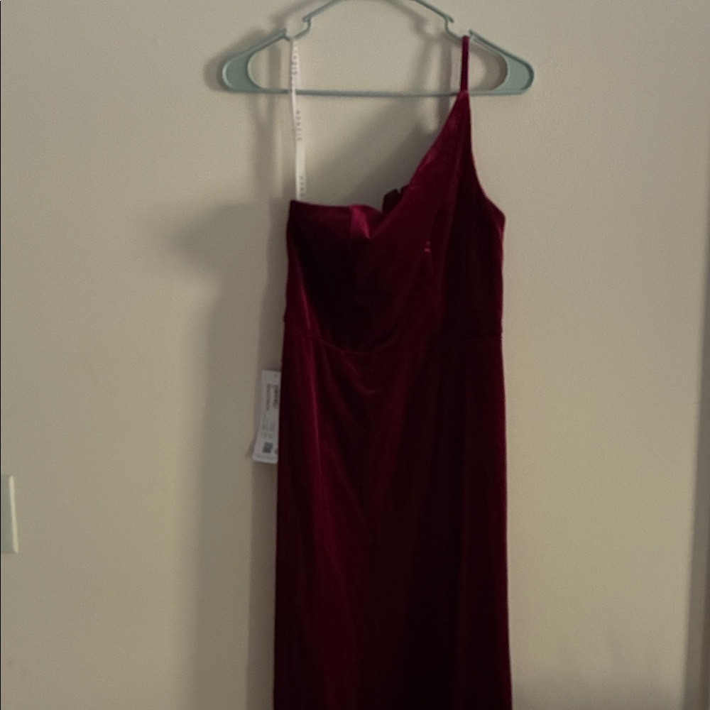 Azazie One-Shoulder Dress in Deep Red